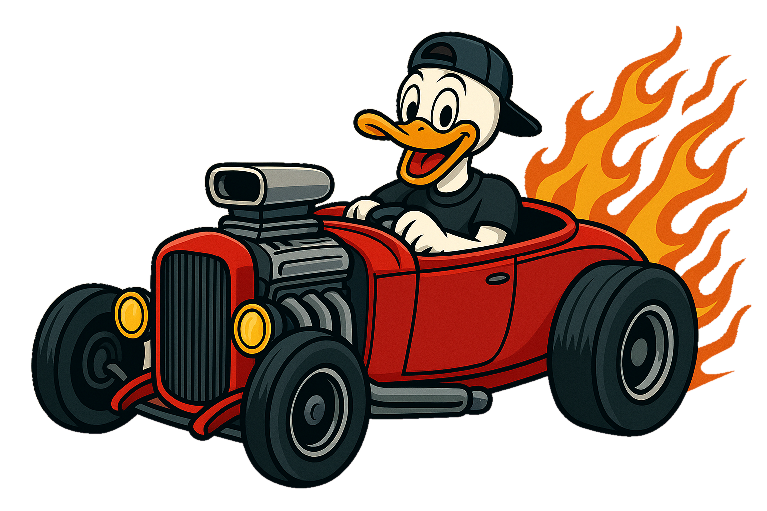 Estradas Garage hot rod duck logo